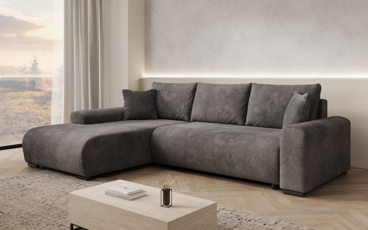 Designer Sofa Hanna mat Schlooffunktioun an Stauraum