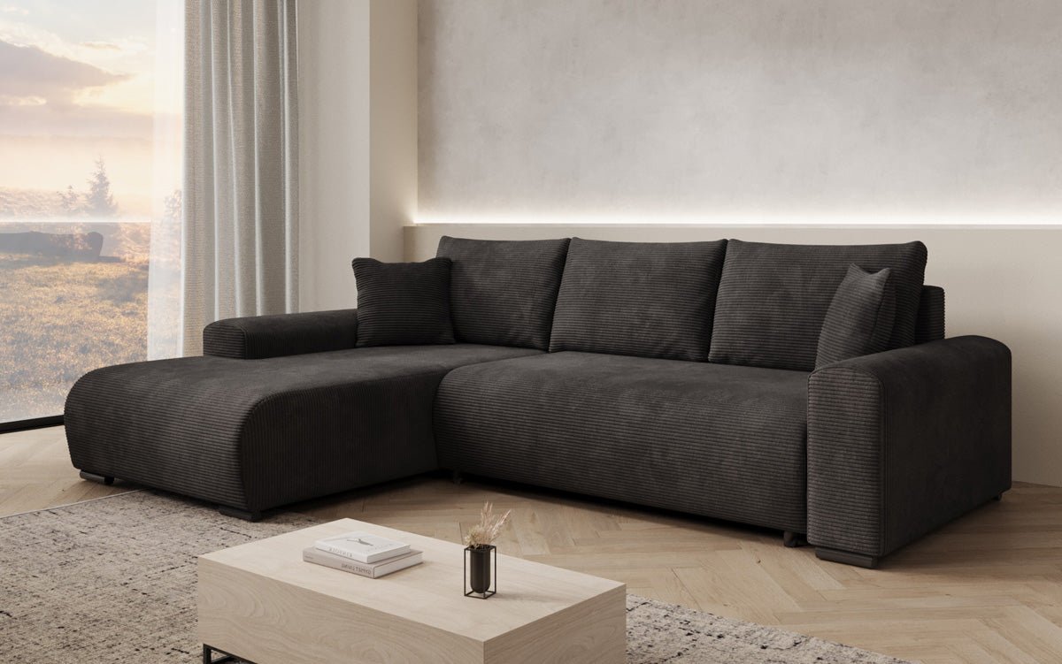 Designer Sofa Hanna mat Schlooffunktioun an Stauraum