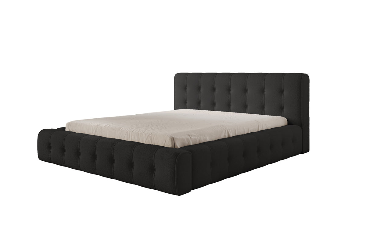 Designer Polsterbett Lena in Bouclé mit Stauraum