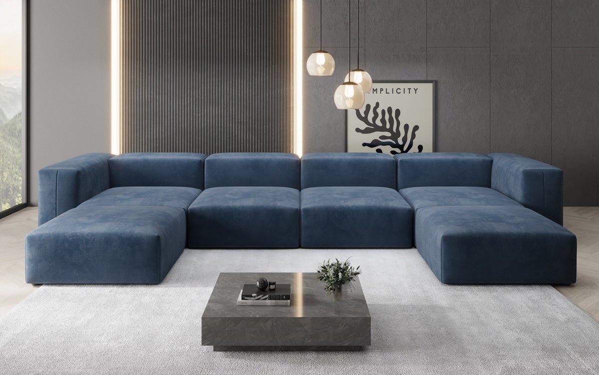 Designer U Sofa Snug aus Samt