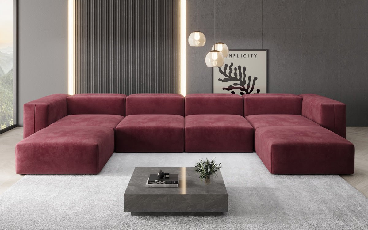 Designer U Sofa Snug aus Samt