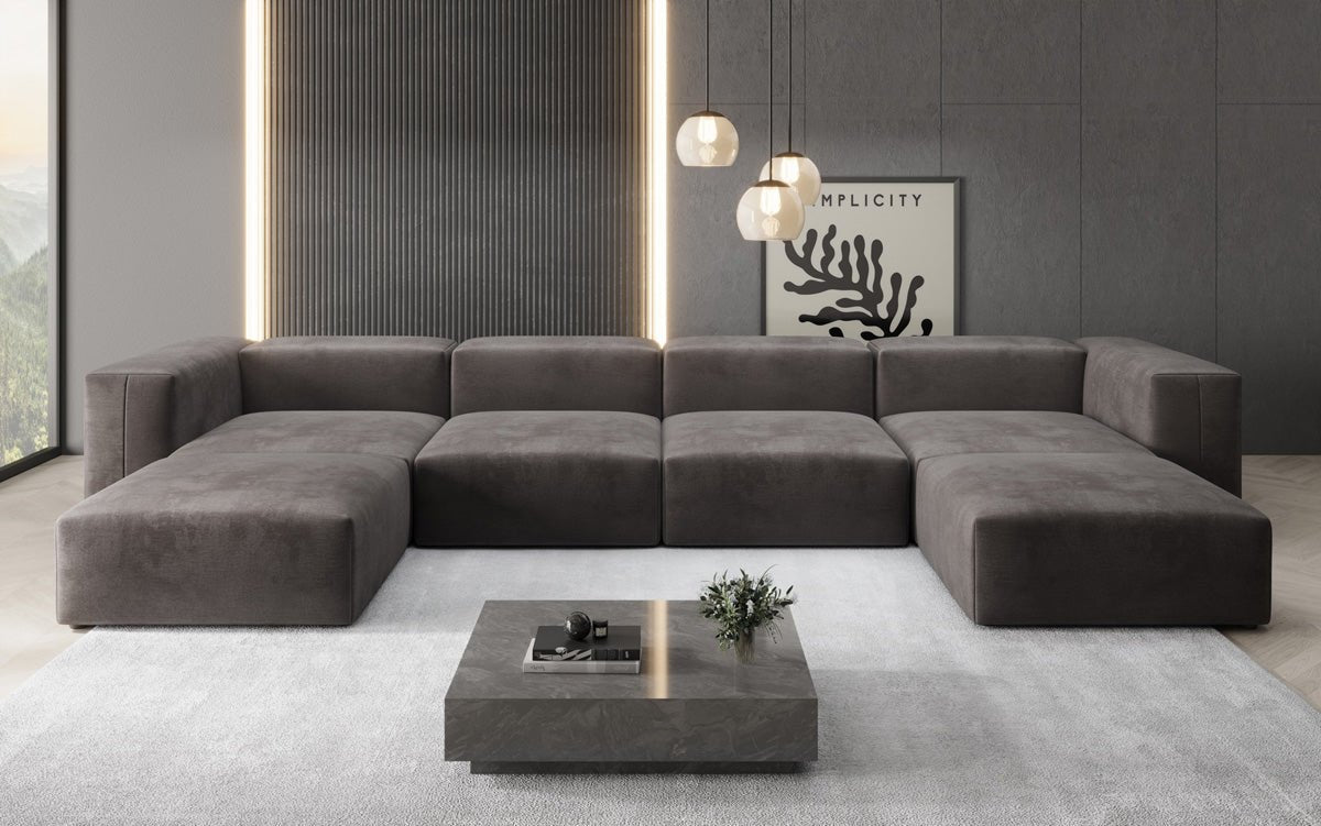 Designer U Sofa Snug aus Samt