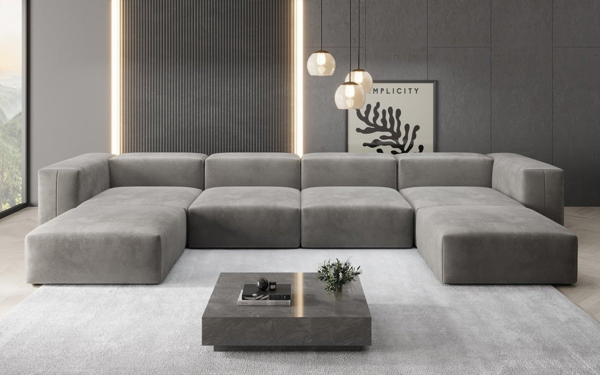 Designer U Sofa Snug aus Samt