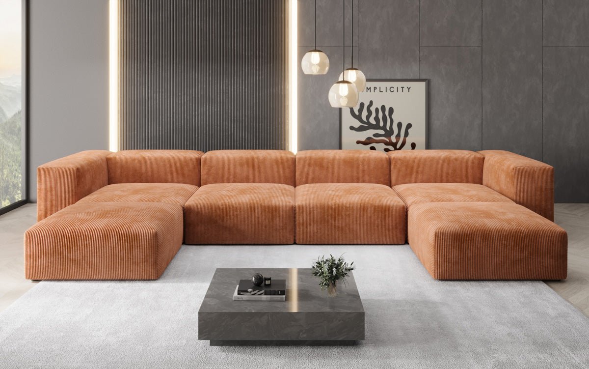 Designer U Sofa Snug aus Kord