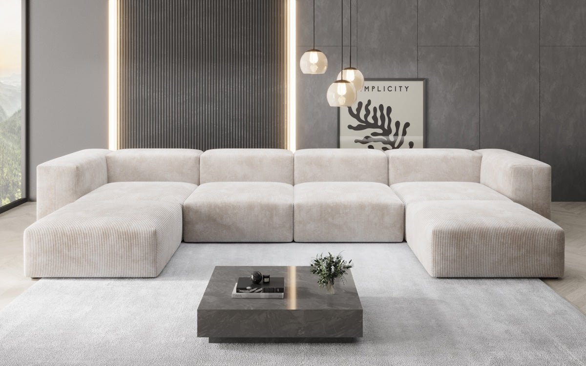 Designer U Sofa Snug aus Kord
