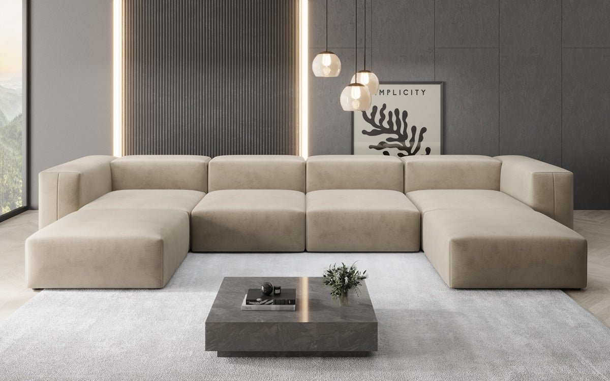 Designer U Sofa Snug aus Samt
