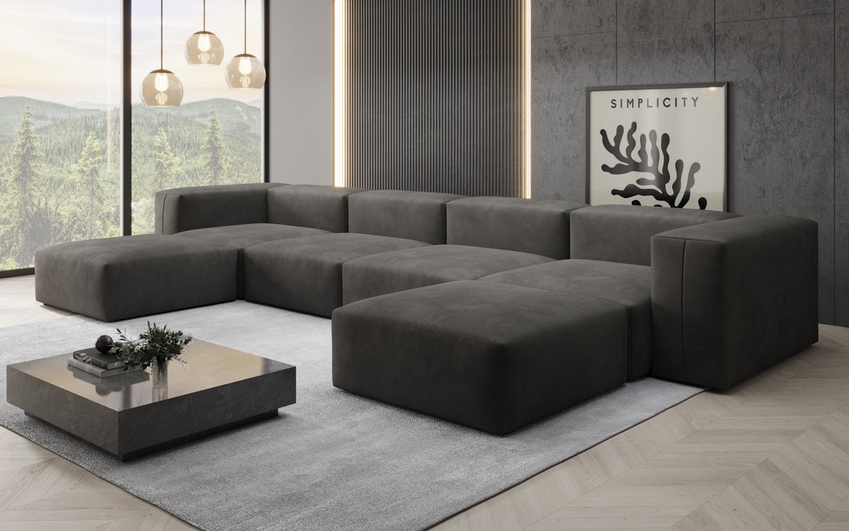 Designer U Sofa Snug aus Samt