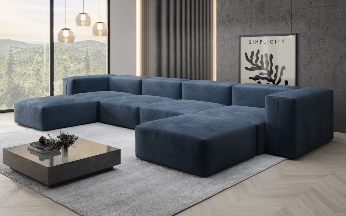 Designer U Sofa Snug aus Samt