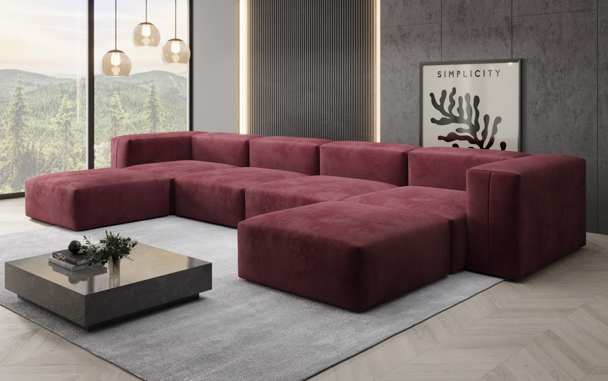 Designer U Sofa Snug aus Samt