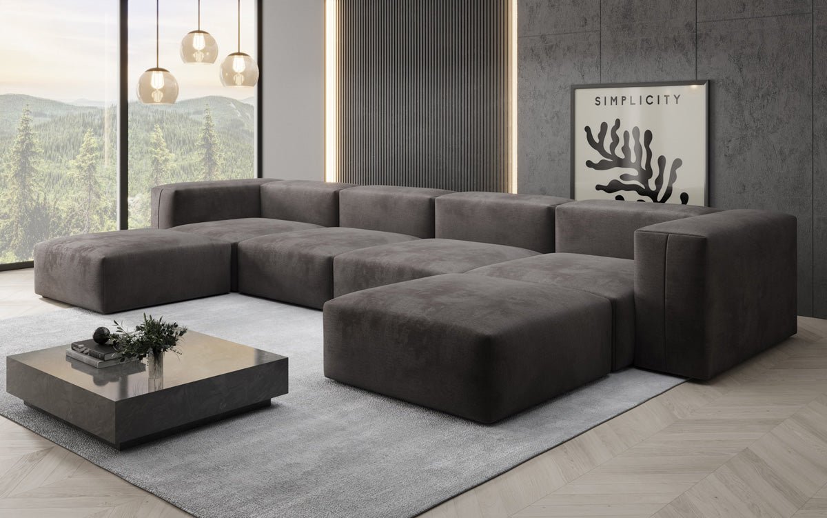Designer U Sofa Snug aus Samt