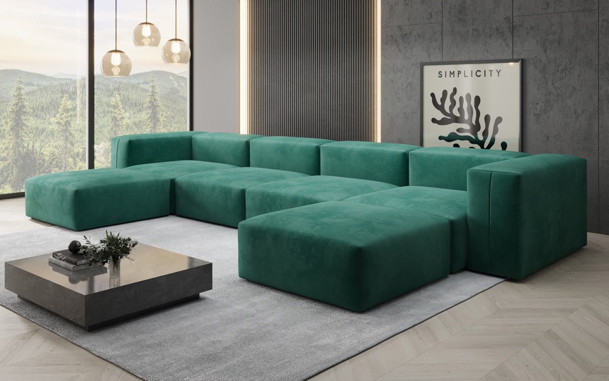 Designer U Sofa Snug aus Samt