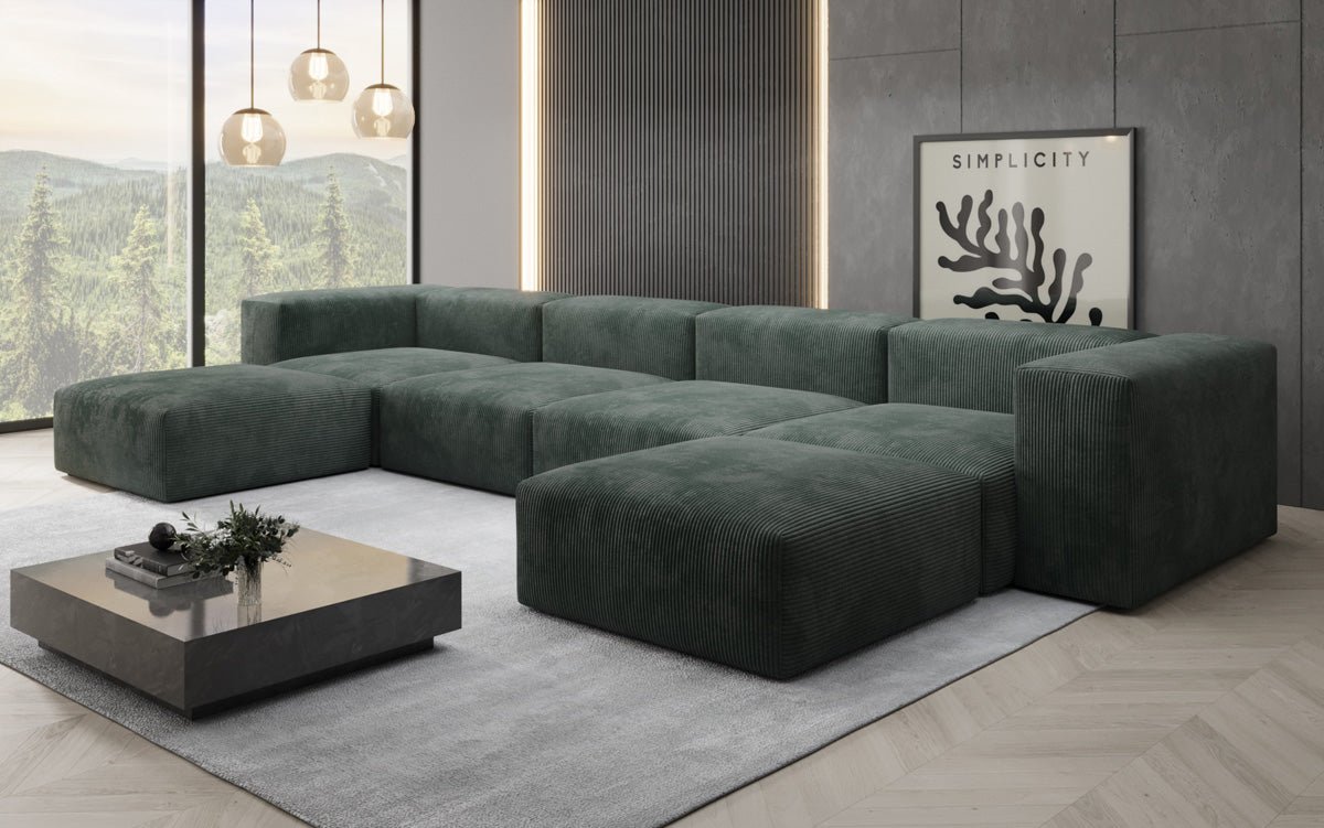 Designer U Sofa Snug aus Kord