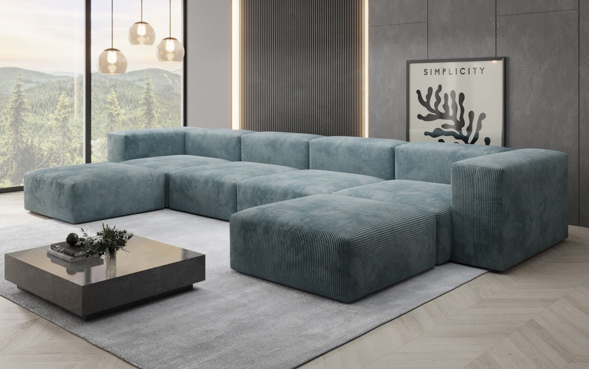 Designer U Sofa Snug aus Kord