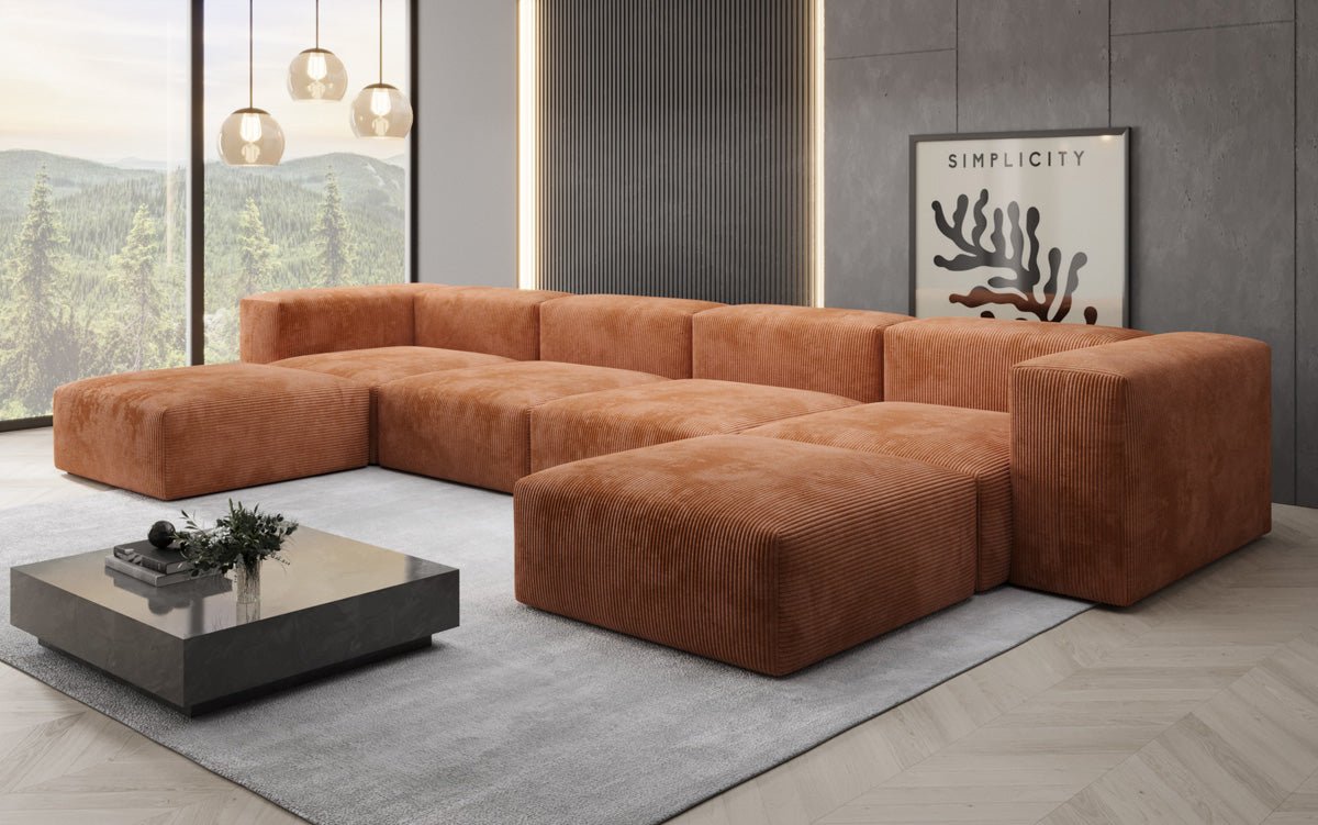 Designer U Sofa Snug aus Kord