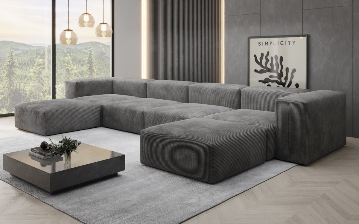 Designer U Sofa Snug aus Kord
