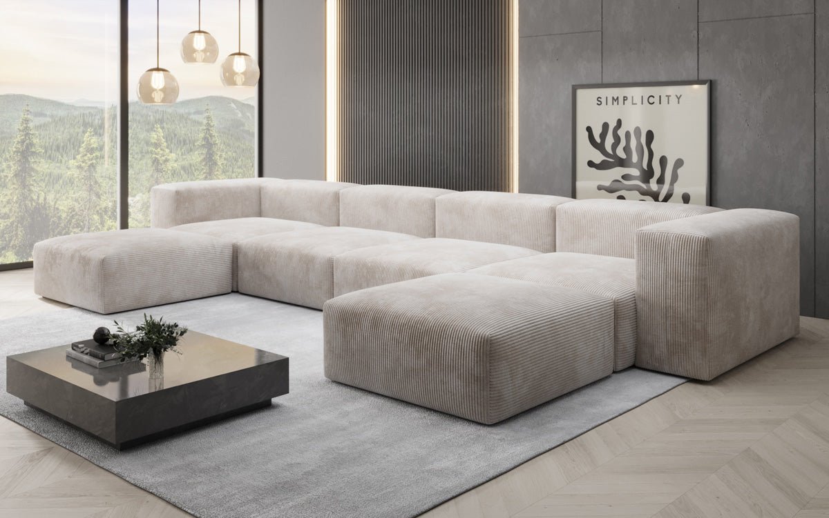 Designer U Sofa Snug aus Kord