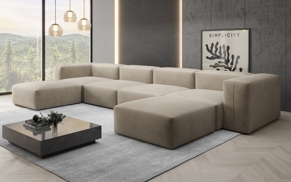 Designer U Sofa Snug aus Samt