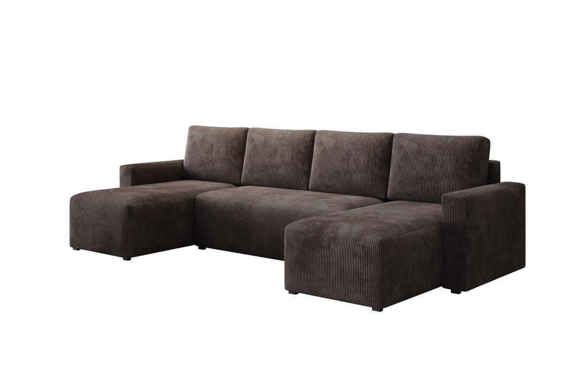 Designer Sofa Melva U mat Schloof- a Klapfunktioun a Kord