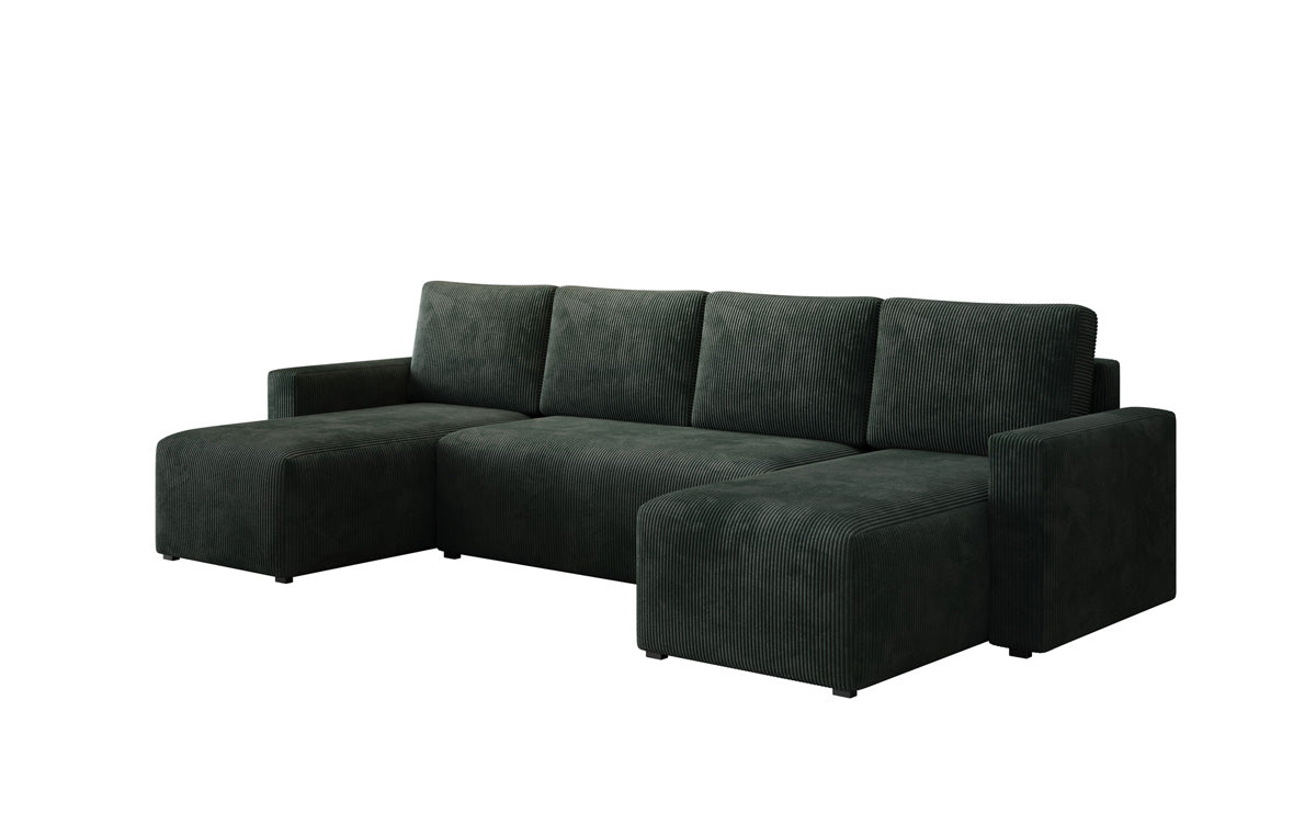 Designer Sofa Melva U mat Schloof- a Klapfunktioun a Kord