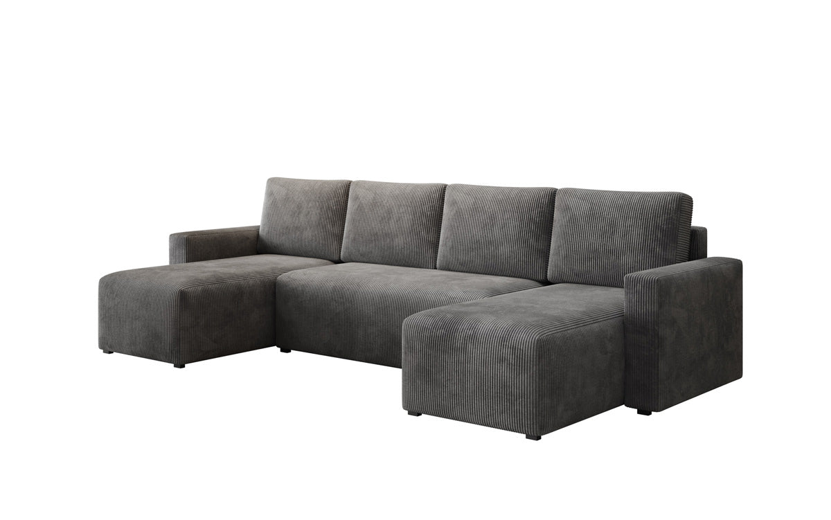 Designer Sofa Melva U mat Schloof- a Klapfunktioun a Kord