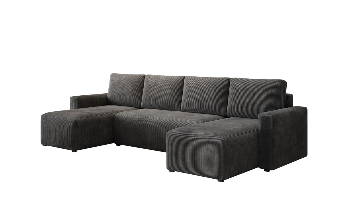 Designer Sofa Melva U mat Schloof- a Klapfunktioun a Kord