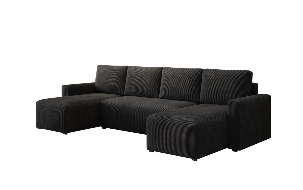 Designer Sofa Melva U mat Schloof- a Klapfunktioun a Kord