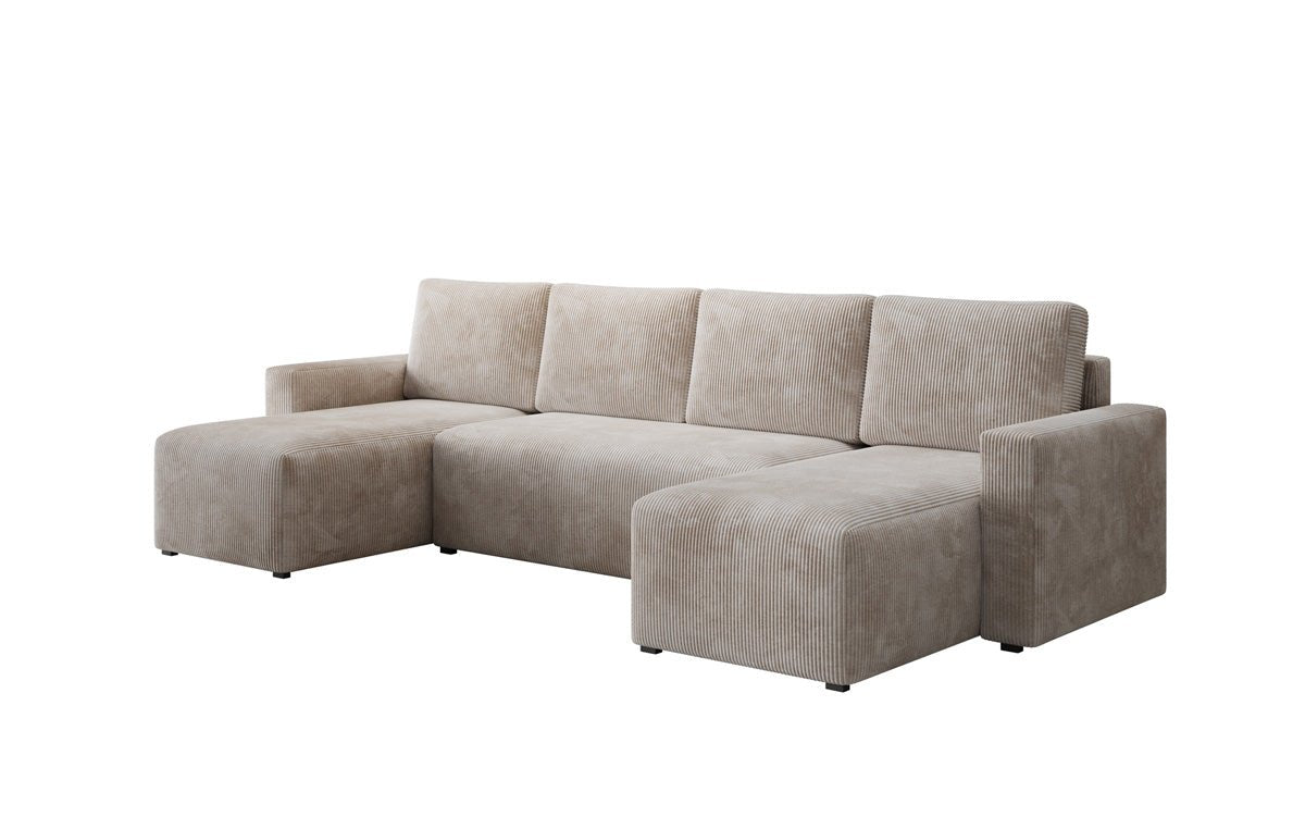 Designer Sofa Melva U mat Schloof- a Klapfunktioun a Kord