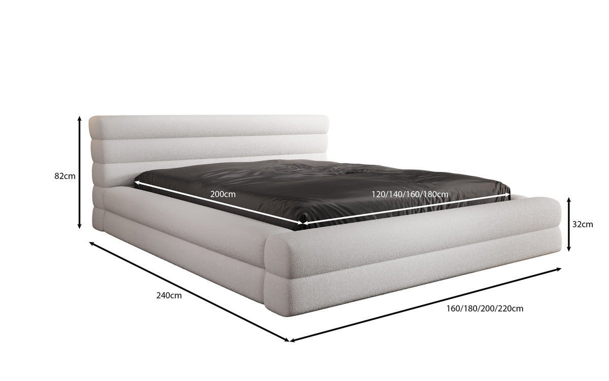 Designer Polsterbett Velana Bouclé mat Stauraum