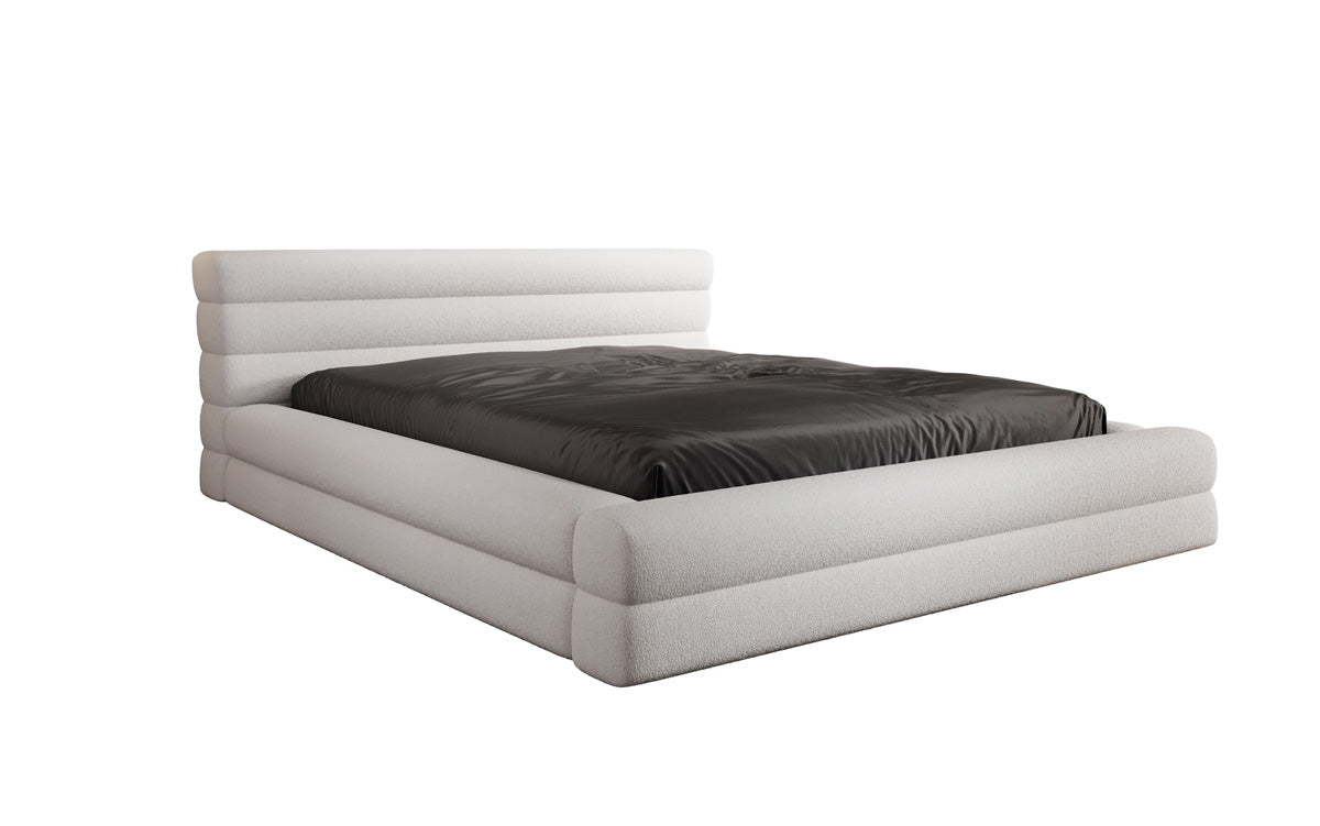 Designer Polsterbett Velana Bouclé mat Stauraum