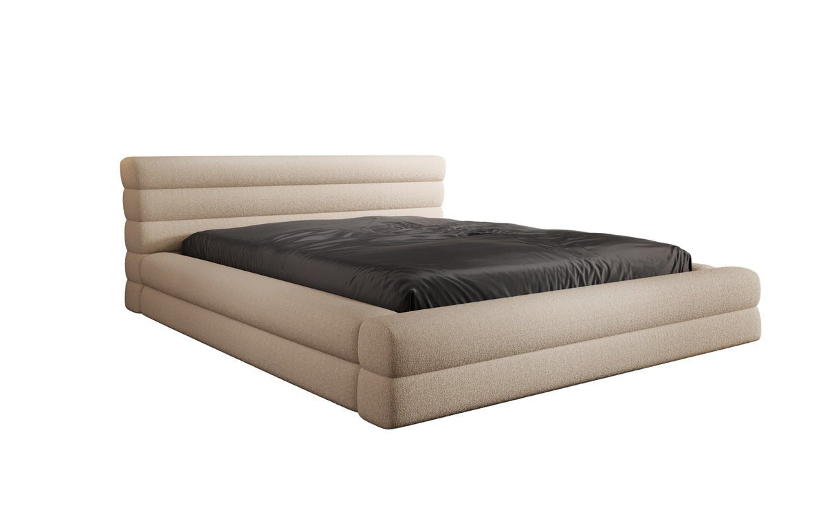 Designer Polsterbett Velana Bouclé mat Stauraum