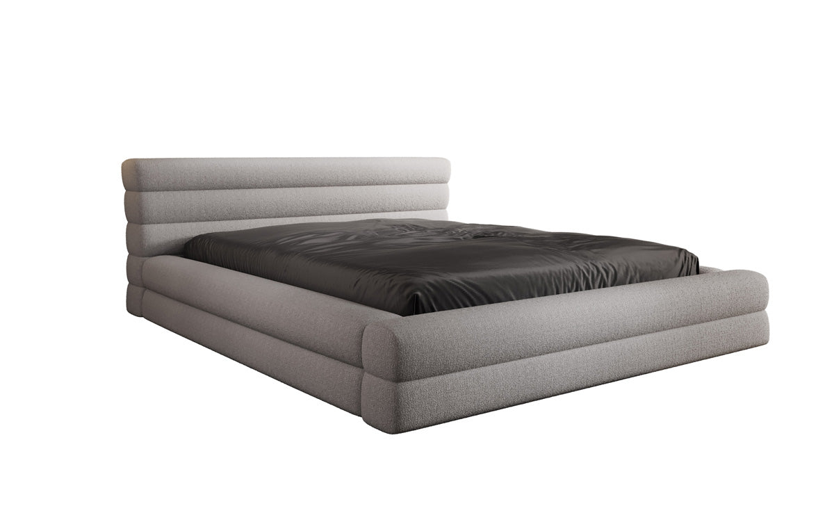 Designer Polsterbett Velana Bouclé mat Stauraum