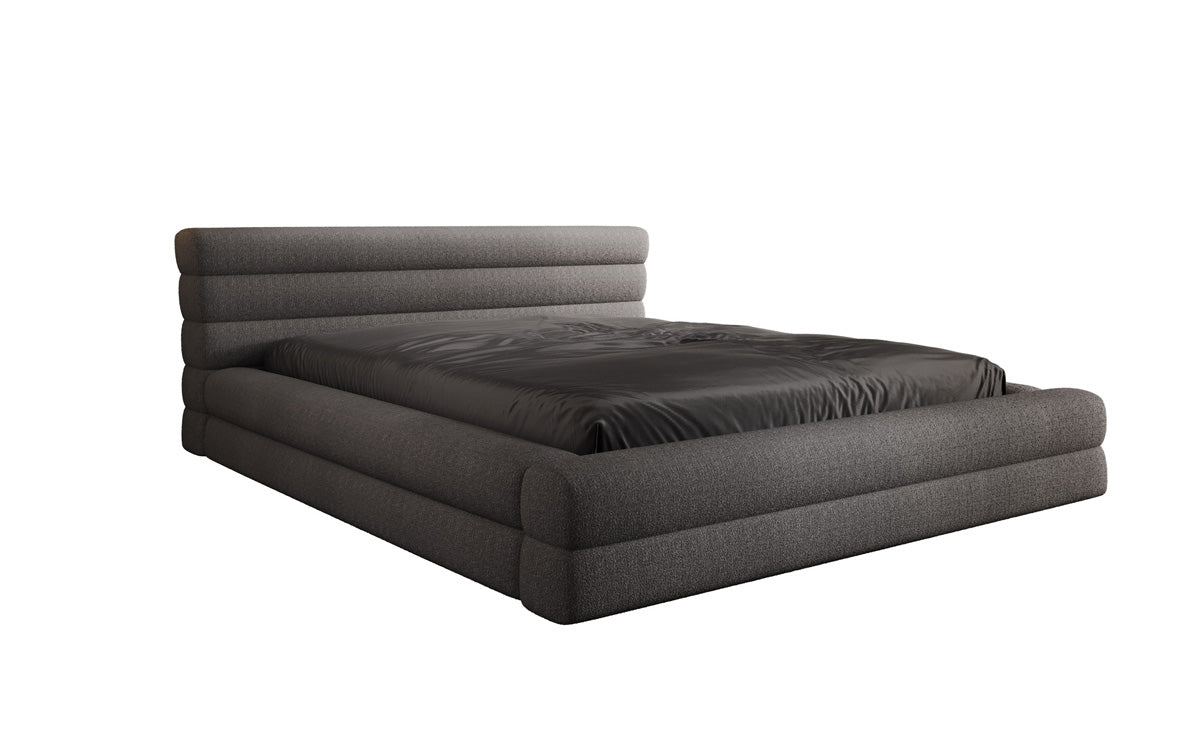 Designer Polsterbett Velana Bouclé mat Stauraum