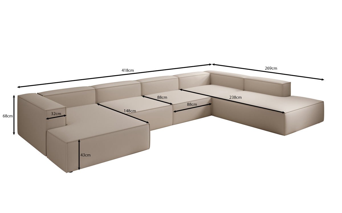 Designer Sofa Lesley U XXL aus Stoff