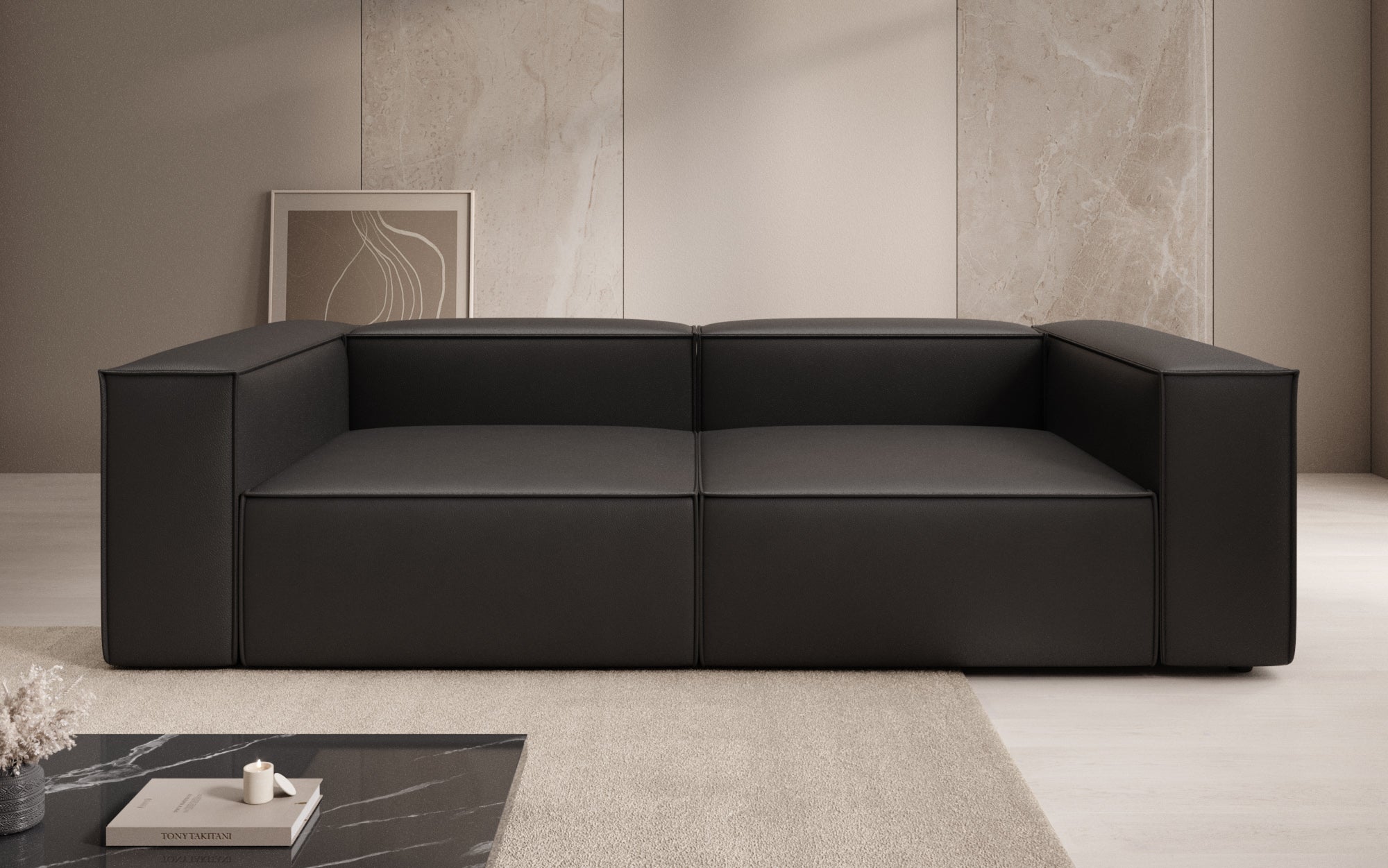 Designer Sofa Lesley 3 Sitzer in Echtleder