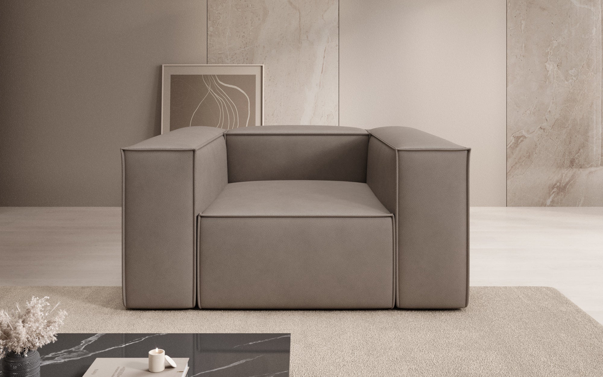 Designer Sofa-Sessel Lesley a Echtleder