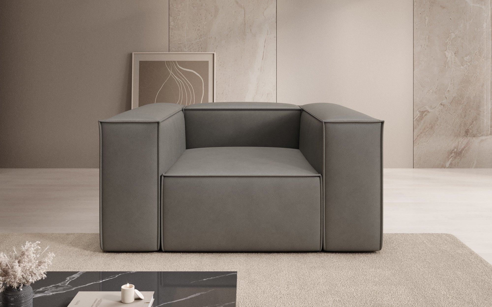 Designer Sofa-Sessel Lesley a Echtleder