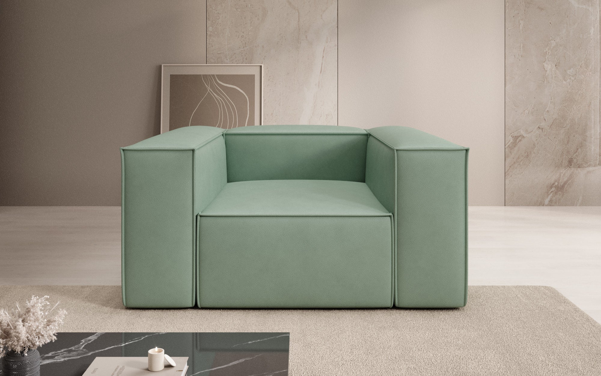 Designer Sofa-Sessel Lesley a Echtleder
