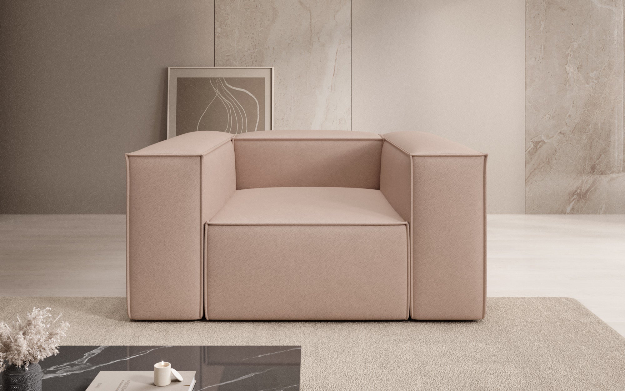 Designer Sofa-Sessel Lesley a Echtleder