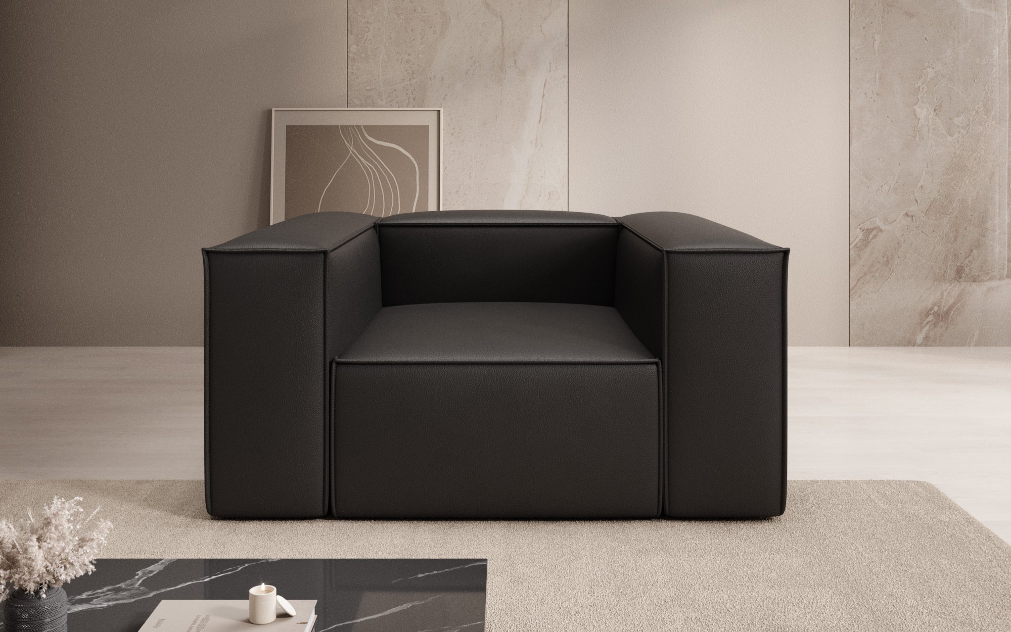 Designer Sofa-Sessel Lesley a Echtleder