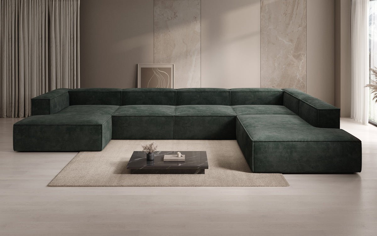 Designer Sofa Lesley U XXL aus Kord