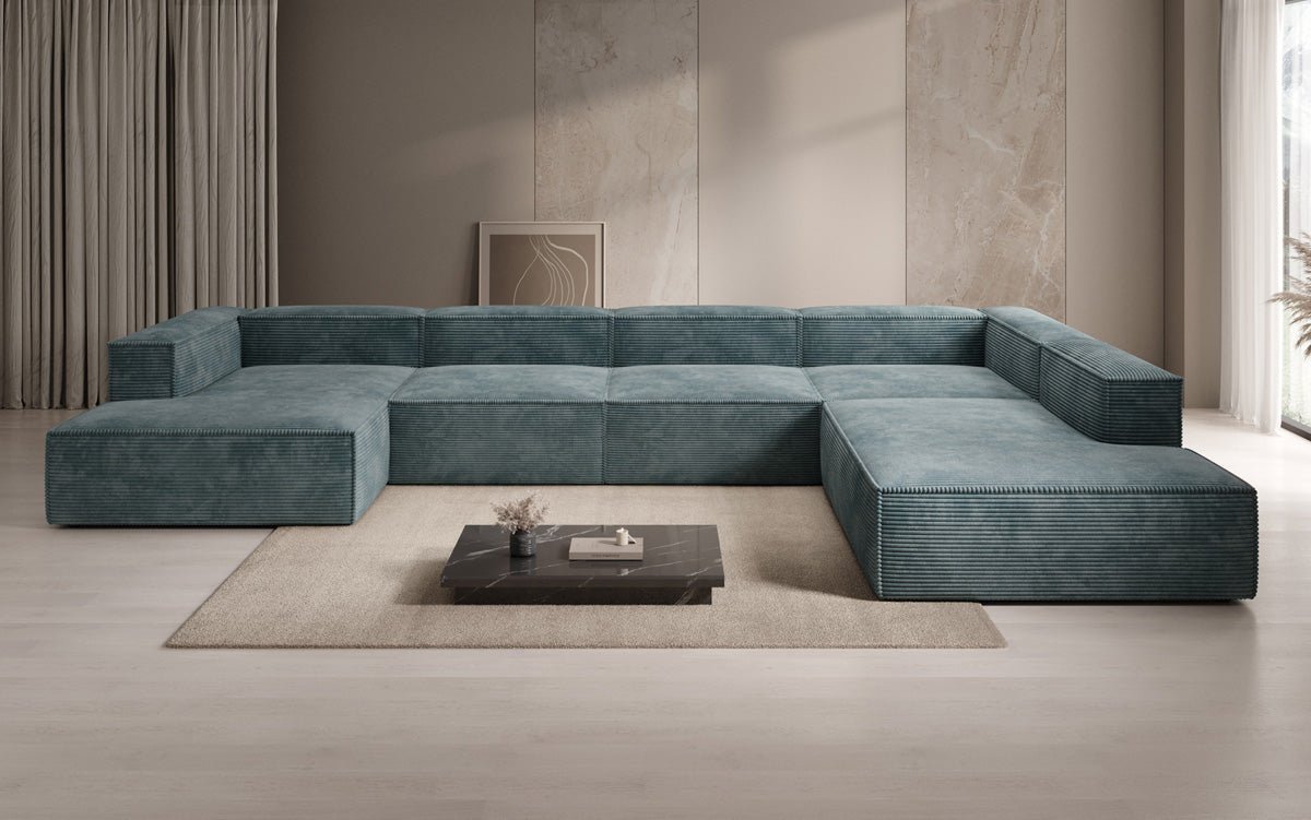 Designer Sofa Lesley U XXL aus Kord