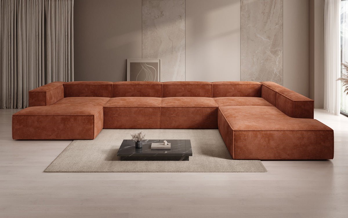 Designer Sofa Lesley U XXL aus Kord