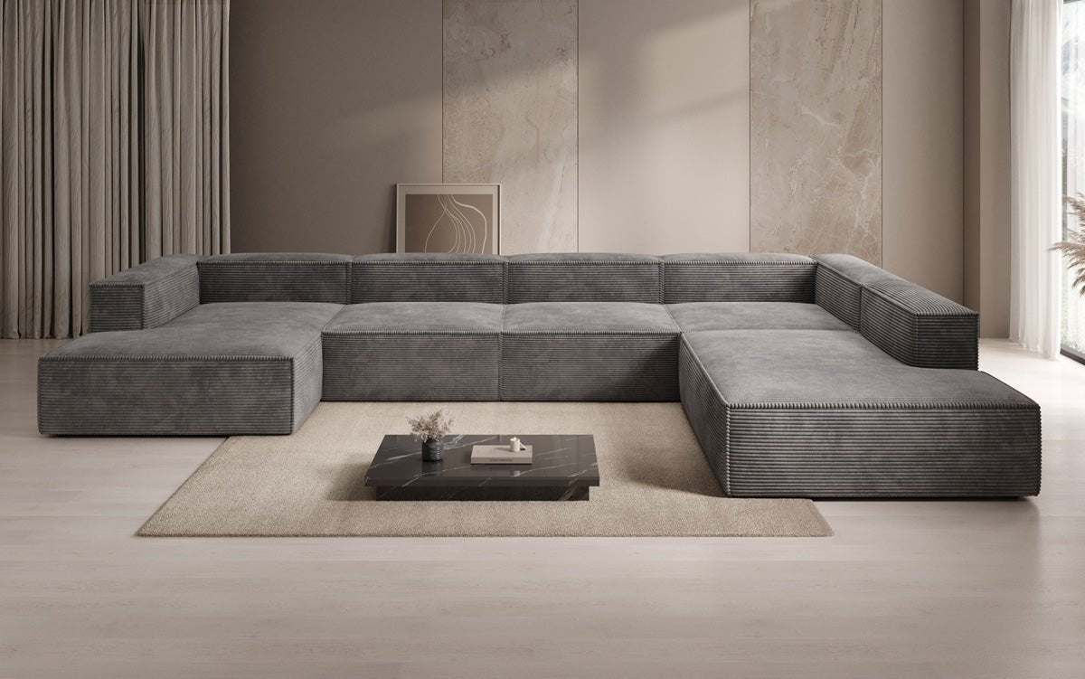 Designer Sofa Lesley U XXL aus Kord