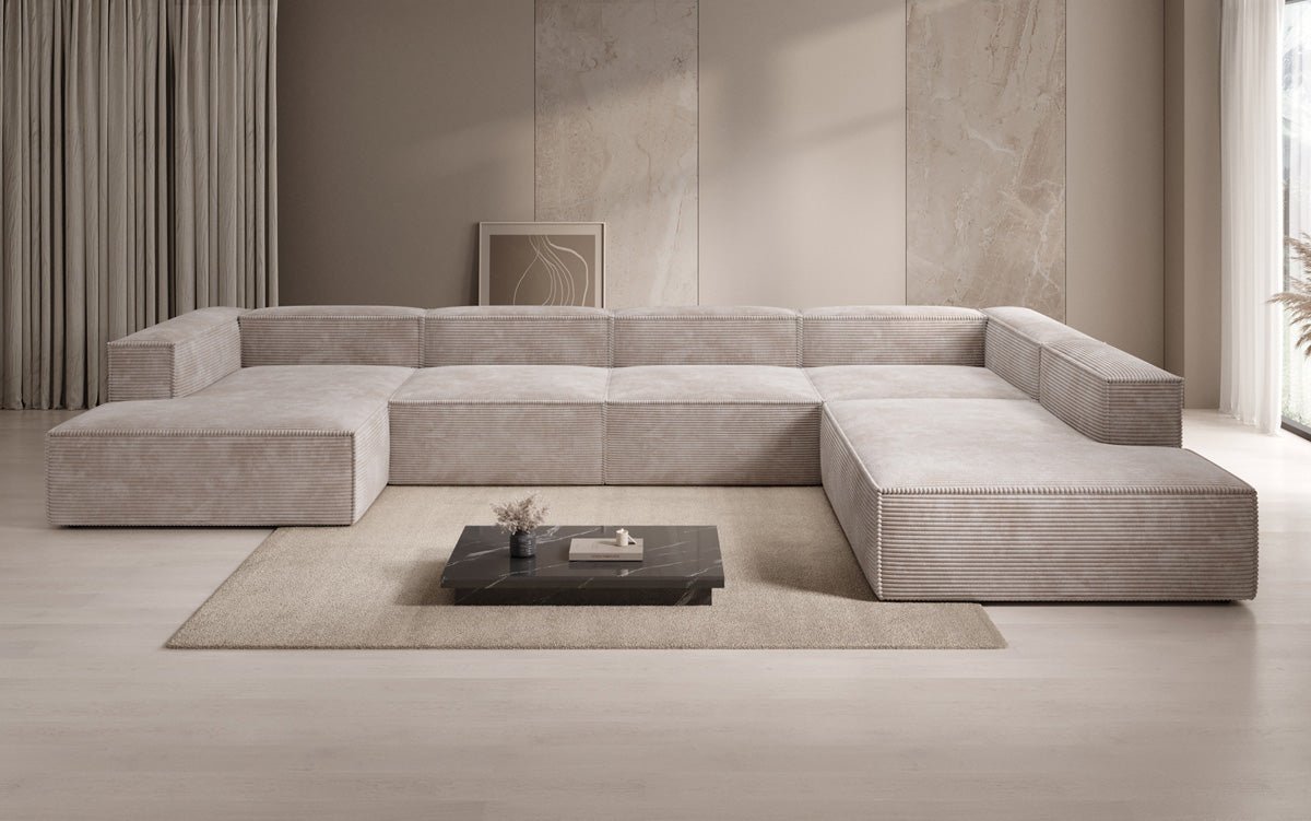 Designer Sofa Lesley U XXL aus Kord