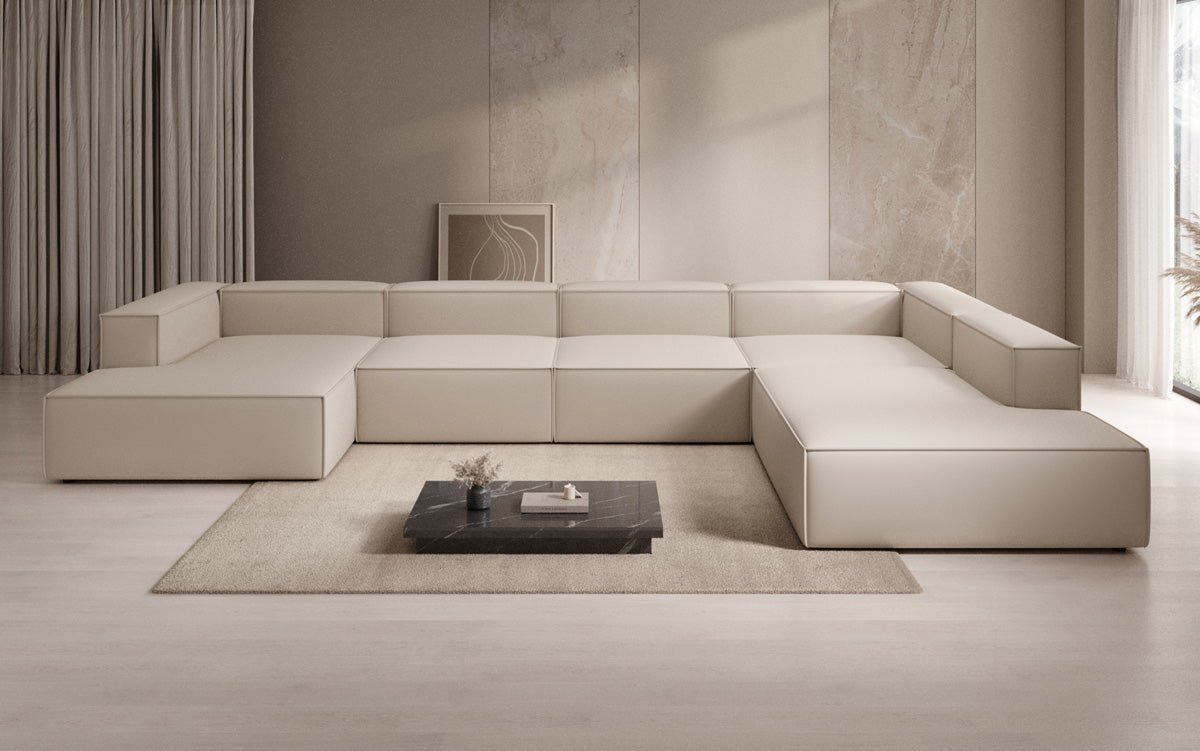 Designer Sofa Lesley U XXL aus Stoff
