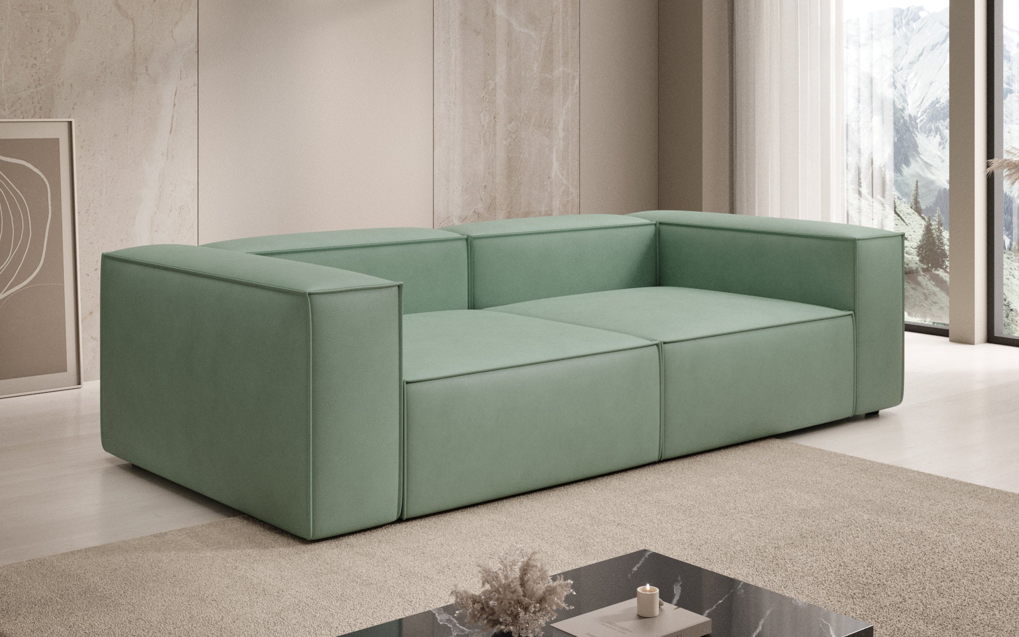 Designer Sofa Lesley 3 Sitzer in Echtleder
