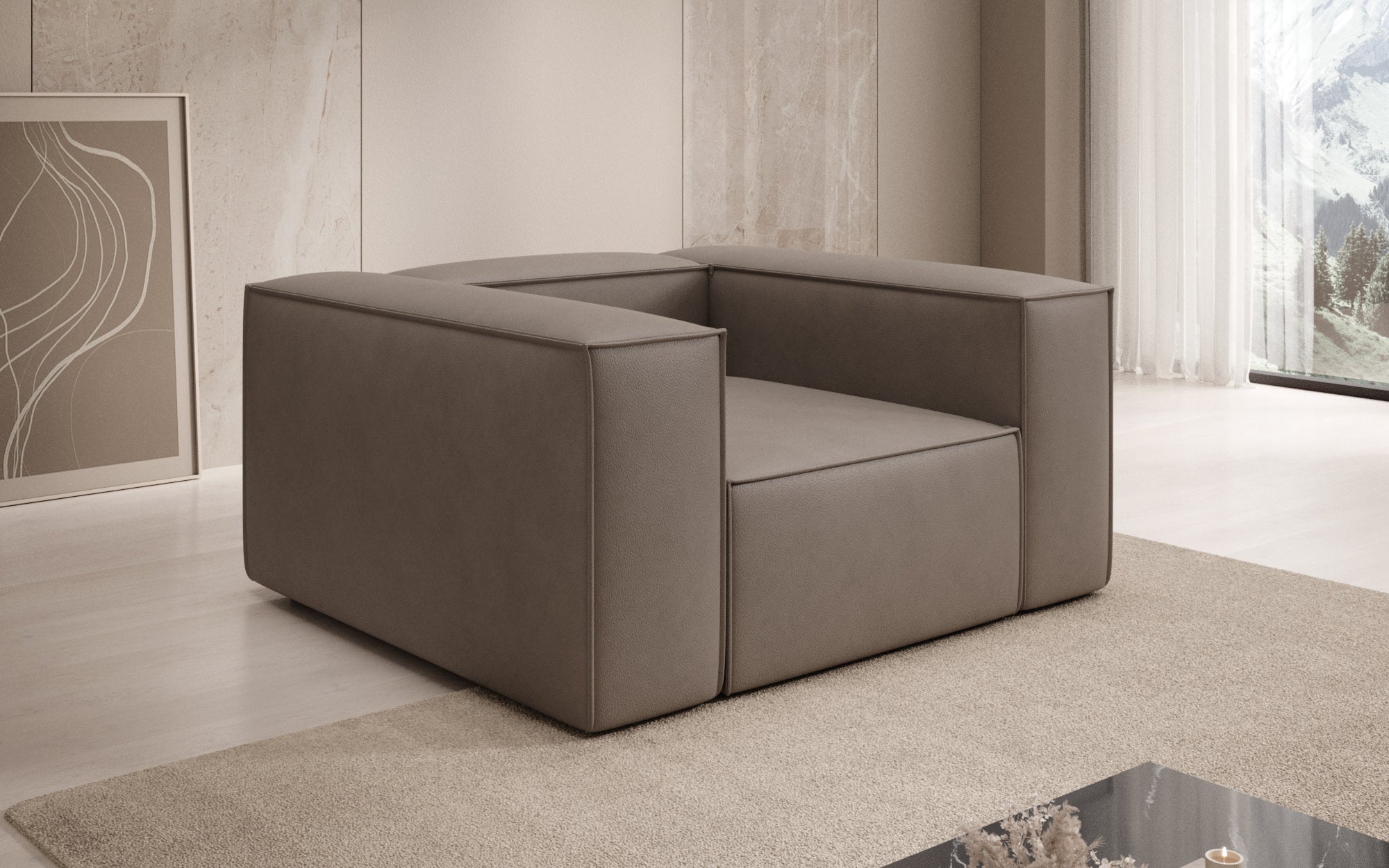 Designer Sofa-Sessel Lesley a Echtleder