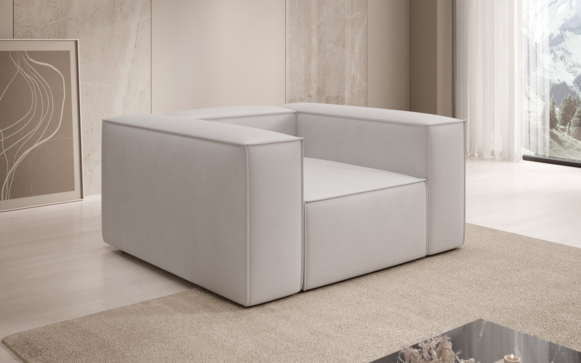 Designer Sofa-Sessel Lesley a Echtleder