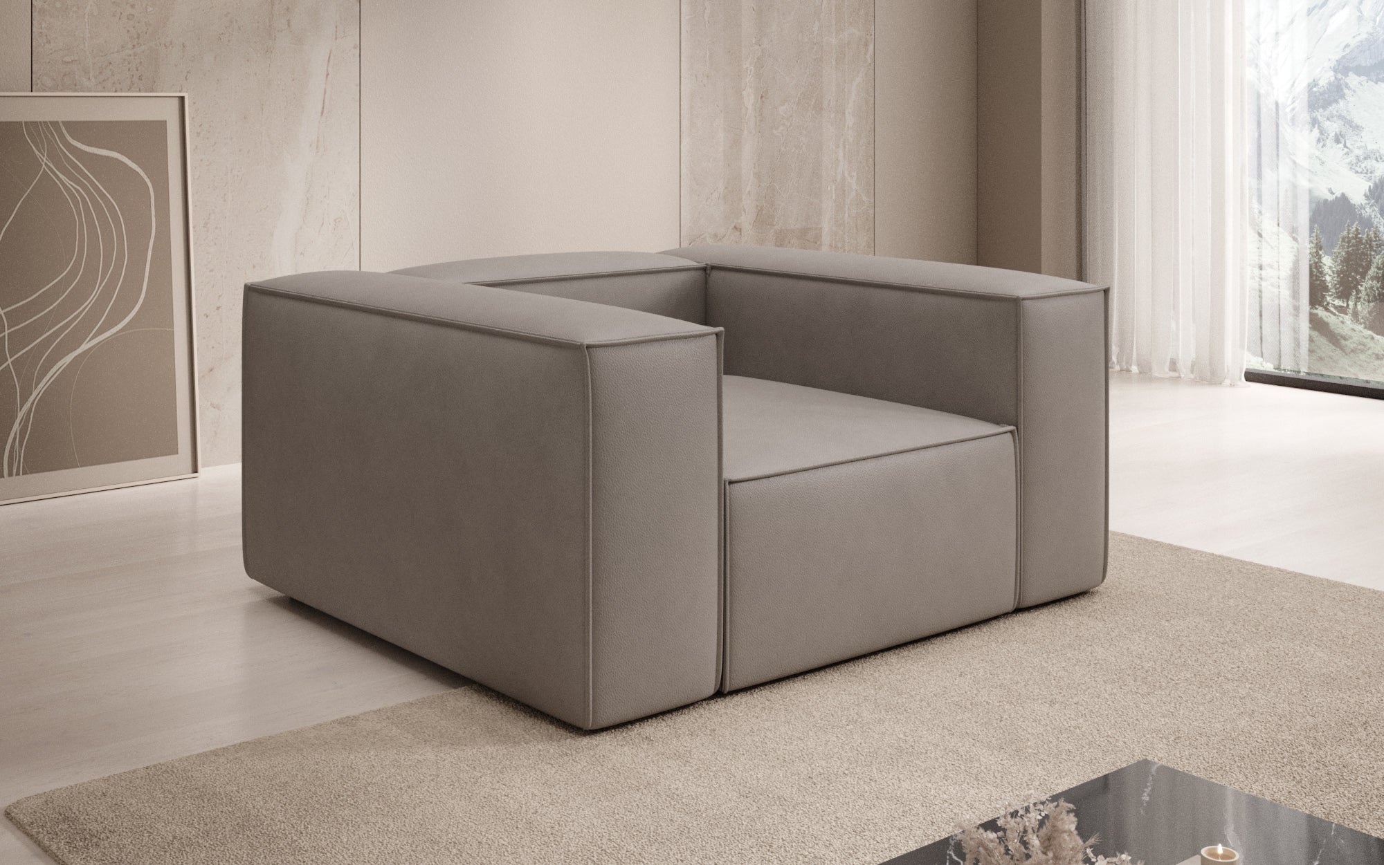 Designer Sofa-Sessel Lesley a Echtleder