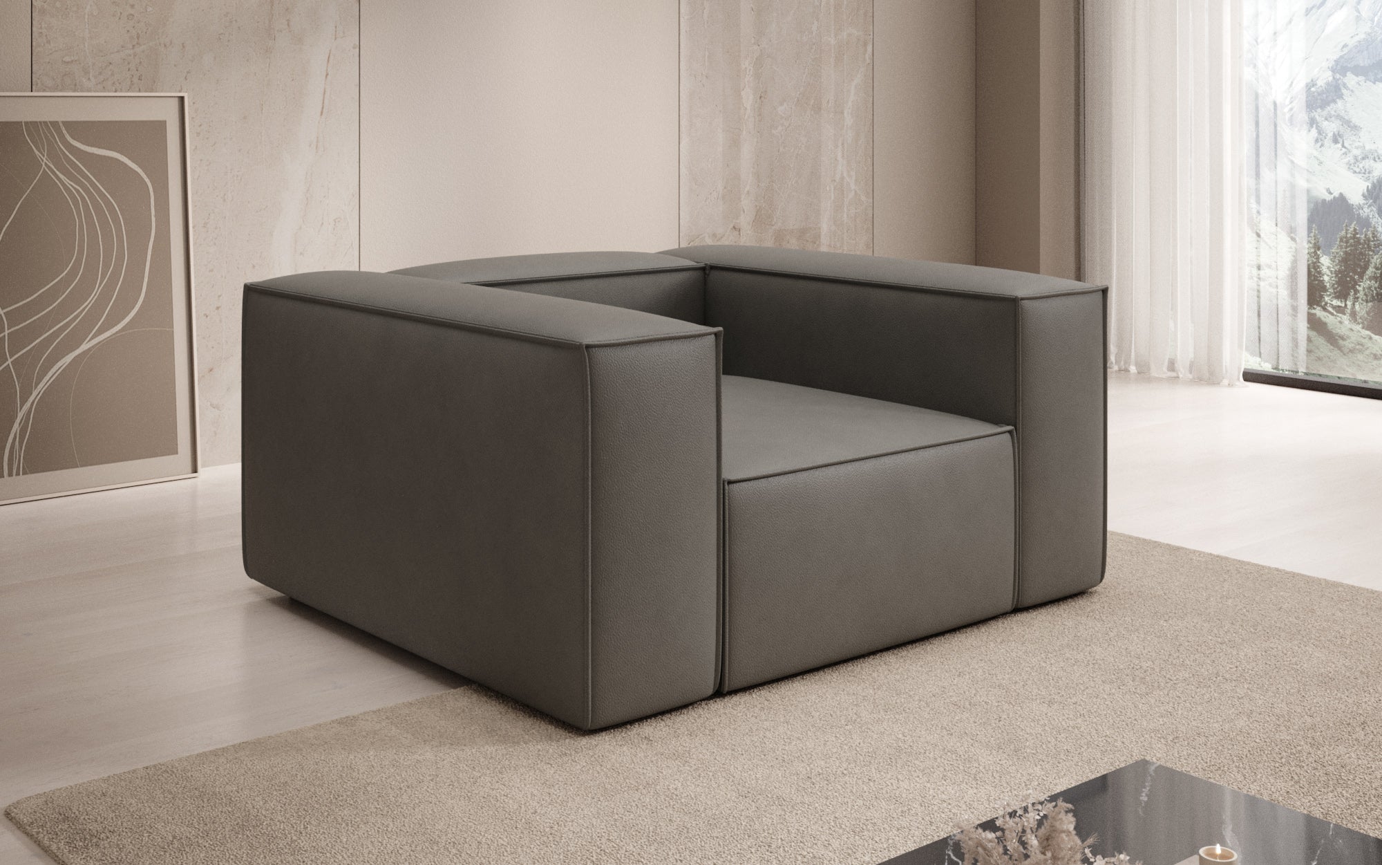 Designer Sofa-Sessel Lesley a Echtleder
